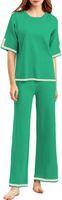 Komplet Damski Dwuczęściowy Zielony Wygodny Luźny Krój Wiskoza