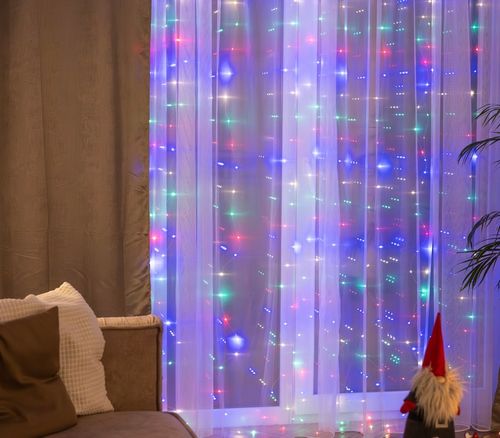 KURTYNA ŚWIETLNA LAMPKI SOPLE DRUCIKI 200 LED 2x2m GIRLANDA USB + ADAPTER na Arena.pl