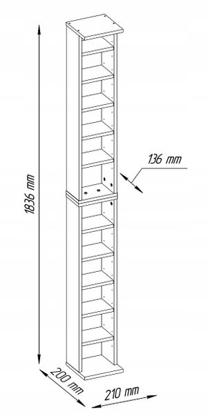 Regał na płyty CD/DVD 180 cm półki kolor czarny zdjęcie 3