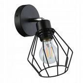 KINKIET ŚCIENNY LED DIAMENT E27 CZARNY STAL DREWNO RUCHOMY