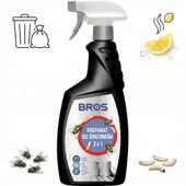 BROS Preparat do Śmietników 2w1 na Muchy Larwy Kosz Spray 500ml Cytryna