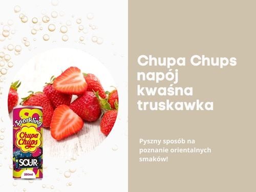 Chupa Chups napój gazowany koreański o smaku kwaśnej truskawki sour strawberry 250ml na Arena.pl
