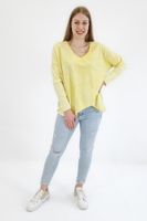 Żółta Dekatyzowana Bluzka Damska z Długim Rękawem UNI