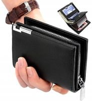 Męski Portfel Skórzany Czarny Skóra Elegancki Etui