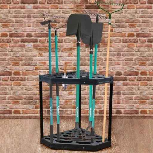 STOJAK NA NARZĘDZIA OGRODNICZE OGRODOWE NAROŻNY METALOWE NOGI 20 OTWORÓW zdjęcie 4