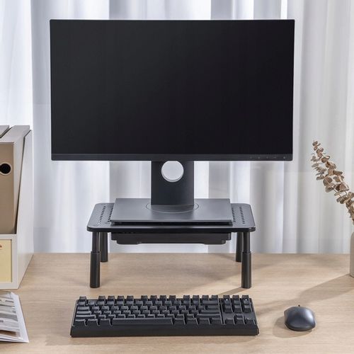 PODSTAWKA POD MONITOR LAPTOPA PODSTAWA PÓŁKA CZARNA REGULOWANA NA BIURKO na Arena.pl