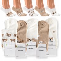 Stopki Damskie z Misiem Bawełna Organiczna NATURALNE krótkie skarpetki