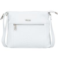 VEZZE torebka damska skórzana listonoszka kroko z paskiem V022 biała