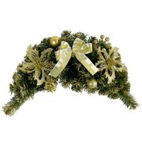 STROIK ŚWIĄTECZNY ZE ZŁOTYMI OZDOBAMI 60 cm MAŁA GIRLANDA