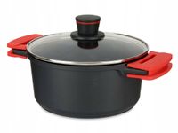 GARNEK Z POKRYWKĄ ALUMINIOWY OKRĄGŁY CZARNY 25X15 CM Z UCHWYTAMI MOLTEN