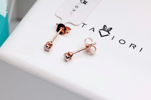 kolczyki z różowego złota z brylantami - krd2556 na Arena.pl