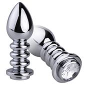 Spiralny STALOWY KOREK Z KRYSZTAŁEM ROZMIAR XL Srebrny