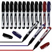 MARKER PERMANENTNY 1,5cm PISAK CZARNY NIEBIESKI CZERWONY ZESTAW 12 SZTUK