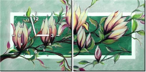 40 80CM ZEGAR 2 ELEM SŁODYCZ MAGNOLII ZIELENI ŚCIENNY na Arena.pl