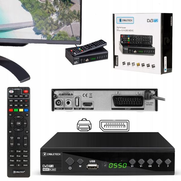 Tuner DVB-T2 DVB-C Hevc H.265 10bit dekoder tv naziemnej Cabletech zdjęcie 7