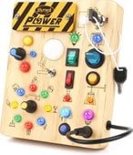 TABLICA MANIPULACYJNA MONTESSORI BUSY BOARD 19 LED DREWNIANA PREZENT