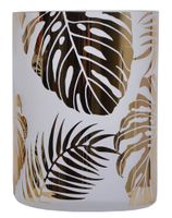 Świecznik szklany w liście złoty duży