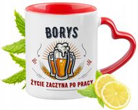 Dla Borysa Kubek Czerwony Z Uszkiem W Kształcie Serca Na Prezent