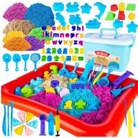 PIASEK KINETYCZNY 4,5KG ZESTAW XXL FOREMKI PIASKOWNICA 7 KOLORÓW KUFEREK