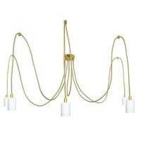 Lampa Wisząca Pająk 5 Biały Połysk Ze Złotym Przewodem E27