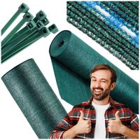 Siatka cieniująca 90% osłonowa 1x50m zielona 200 szt. opasek zaciskowych