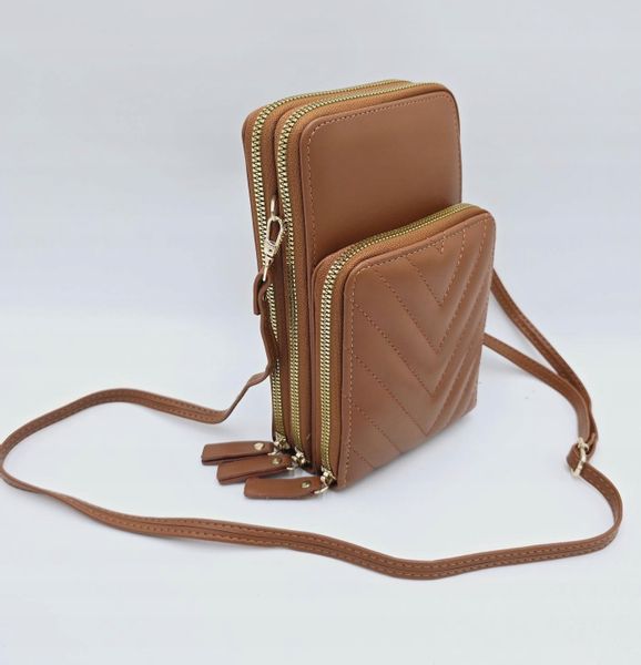 Torebka rowerówka portfel etui na telefon przeszycia brązowy E187 zdjęcie 2