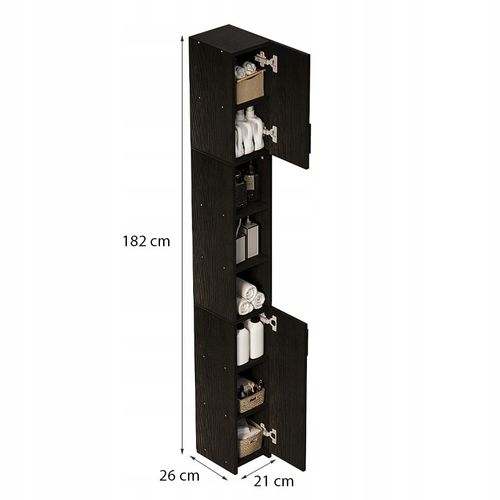 Regał Łazienkowy Stojący Szafa Czarny Loft Szafka Półka Słupek Wysoki 182cm na Arena.pl