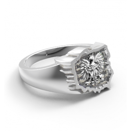 SREBRNY SYGNET Z ORŁEM NA TLE MAPY PRÓBA SREBRA 925 GRAWER GRATIS zdjęcie 1