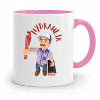 Kubek Różowy Prezent Dla Hydraulika Hydraulik Z Nadrukiem Ze Zdjęciem