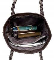 TOREBKA DAMSKA NA RAMIĘ DO PRACY DUŻA BRĄZOWA SHOPPER EKO SKÓRA PREZENT