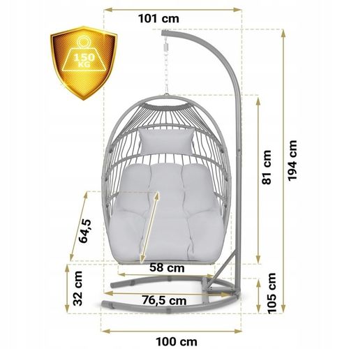 FOTEL OGRODOWY WISZĄCY + GRATIS SZARE PODUSZKI na Arena.pl