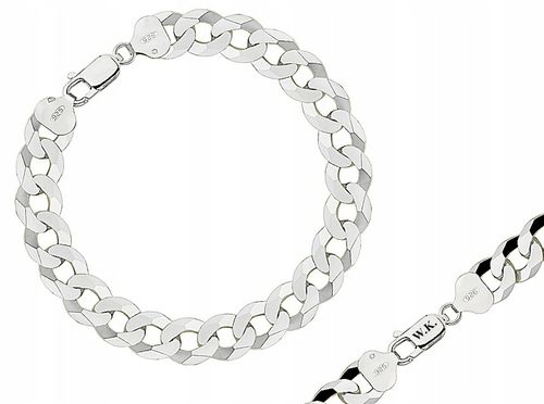 Srebrna Bransoletka Męska Pancerka 10,50 mm Diamentowana 925 Grawer Gratis na Arena.pl