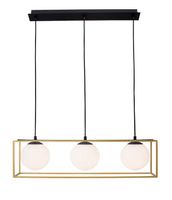 Prostokątna lampa wisząca Plata szklane kule białe złote