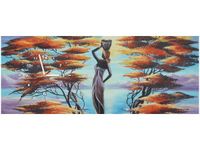 100X40CM ZEGAR AFRYKAŃSKA DZIEWCZYNA KOSZEM OBRAZ