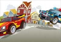 Fototapeta 3D dla dzieci auto policja 130x80 FLIZ