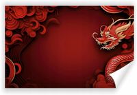 Fototapeta PREMIUM STRUKTURA ZMYWALANA POD WYMIAR chiński czerwony smok