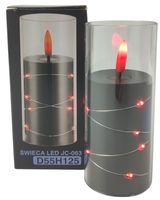 Świeca oplatana LED GRANDE 5500 D55H125 czarna/czerwony