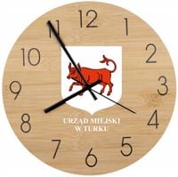 Bambusowy ZEGAR ścienny nadruk dla instytucji państwowych DLA URZĘDU MIASTA