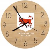 Bambusowy ZEGAR ścienny nadruk dla instytucji państwowych DLA URZĘDU MIASTA