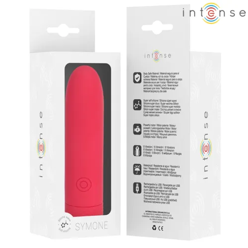 intense symone wibrująca kula usb, 8 trybow, czerwona, 10x2,2 cm na Arena.pl