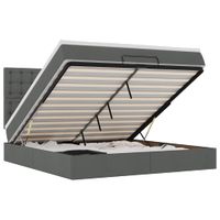 Rama łóżka otomana z materacem, szara, 180x200 cm, tkanina