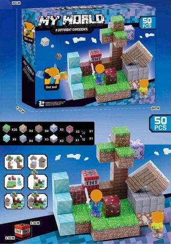 Magnetyczne klocki 50 elementów - kompatybilne z Minecraft | Dla dzieci 3+ na Arena.pl