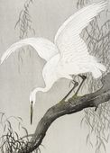 Plakat 13x18cm White Heron on Tree, Koson Japoński Vintage do Salonu