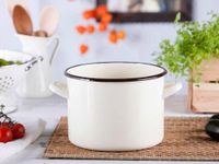 Garnek emaliowany 4,4 l Silesia kremowy garnek indukcja gaz 20 cm
