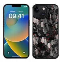 Apple iPhone 14 ETUI CASE OBUDOWA KUTY CARBON RED FORGED WŁÓKNO WĘGLOWE