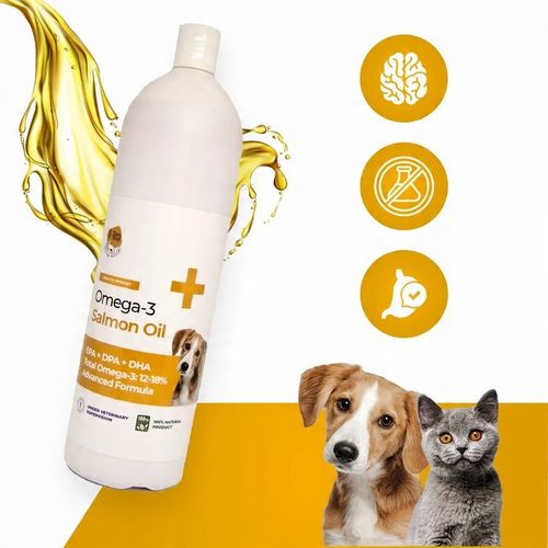 Olej z łososia norweskiego dla psa kota konia 1000 ml 1 Litr GRATIS pompka na Arena.pl