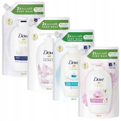 DOVE HAND WASH MYDŁO DO RĄK W PŁYNIE ZAPAS REFILL ZESTAW MIX 4x 500ML na Arena.pl