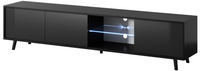 Nowoczesna Szafka RTV 3- Drzwiowa 3D 175cm Czarny LUMIA 2 KM - 3 Kolory