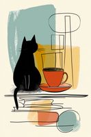 Plakat 20x30cm Kot i Kawa