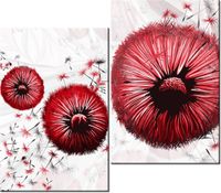 80CM 70CM 2 ELEME OBRAZ RAMA CZERWONE DMUCHAWCE DRUK ŚCIENNY PŁÓTNO